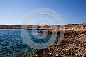 View of Lampedusa coast in the summer season