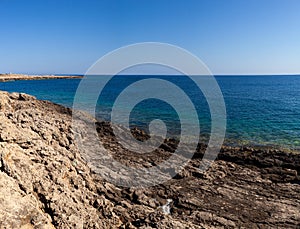 View of Lampedusa coast in the summer season