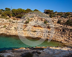 View of Lampedusa coast in the summer season