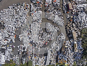 View landfill bird's-eye view. Landfill for waste storage. View