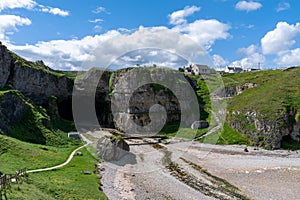 View of the landmark Smoo Cave on the coast of the northwestern Scottish Higlands