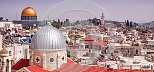 View of the landmarks of Jerusalem Old City, Israel