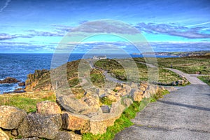 View of Lands End Cornwall Penwith peninsula in HDR