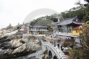 View landscape along coastline and Haedong Yonggungsa temple for korean people travelers travel visit respect praying blessing