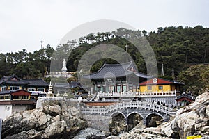 View landscape along coastline and Haedong Yonggungsa temple for korean people travelers travel visit respect praying blessing