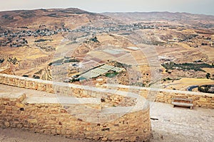 View of the landscape below the Kerak Castle