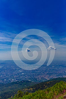 Landscape and Gulf of Naples viewed from Mount Vesuvius, Italy