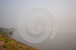 View landscape and Mekhong River  in morning time at Mukdahan, Thailand