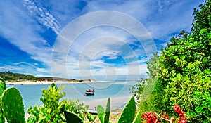 View on landscape with river Mira at Vila nova de Milfontes, Portugal