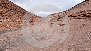 View of the landscape of rocks of the Mars Valley Valle de Marte, Atacama Desert, Chile photo