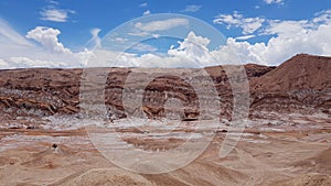 View of the landscape of rocks of the Mars Valley Valle de Marte, Atacama Desert, Chile photo