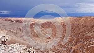 View of the landscape of rocks of the Mars Valley Valle de Marte, Atacama Desert, Chile photo