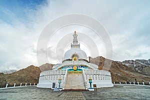 View of Landscape Shanti Stupa in Leh Ladakh ,India