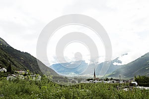 View landscape of Silandro city in Schnals city in Bolzano, Austria