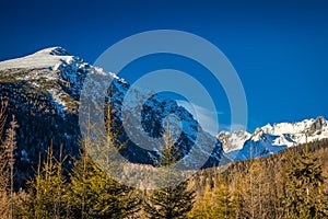 View of the landscape with snowy mountains