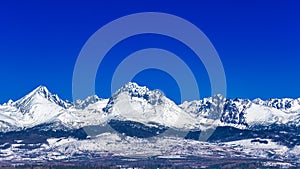 View of the landscape with snowy mountains