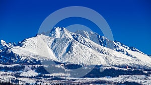 View of the landscape with snowy mountains