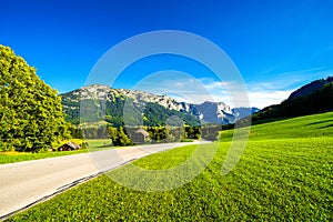 View of the landscape in Styria near Lake Grundlsee.