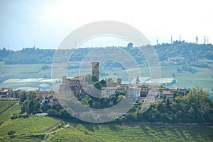 View of Langhe Hills with the village of Castiglion Falletto, Pi