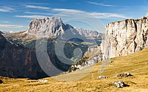 View of Langkofel or Sassolungo, Dolomites mountains