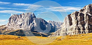 View of Langkofel or Sassolungo, Dolomites mountains