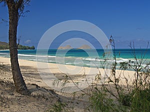 View Of Lanikai Islands from Bellows Beach Hawaii