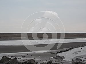 The view of Lapindo mudflow or lumpur Lapindo, East Java, Indonesia 2013