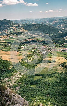 View on the large ancient landslide down the north-east slope of the Bismantova stone