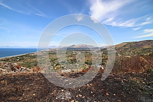 View of the large beach and coast line of Diamante, Diamante, of Cosenza, Calabria, Italy, Europe.
