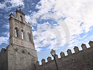 View of large fortified tower of great wall of Avila photo