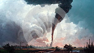 View of a large tornado, poetic scenery background