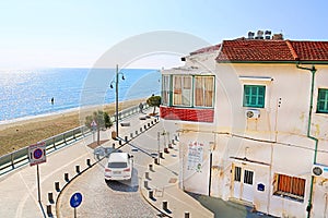 View from Larnaca castle on the embankment in Larnaca, Cyprus