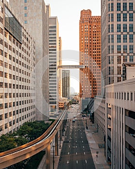 View of Larned Street in downtown Detroit, Michigan