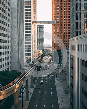 View of Larned Street in downtown Detroit, Michigan