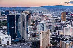 View of Las Vegas from Stratosphere Tower at dusk