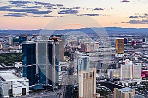 View of Las Vegas from Stratosphere Tower at dusk