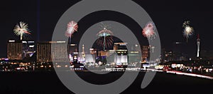 A View of Las Vegas Strip Fireworks Looking North