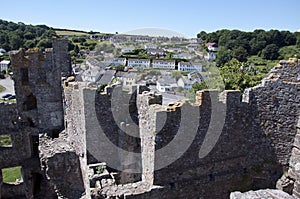 View of Laugharne village from the Castle
