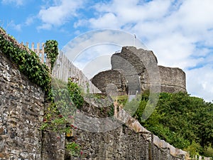 View of Launceston Castle, Cornwall, UK.