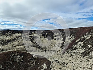 View of the lava fields of a past volcanic eruption in Iceland