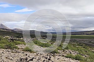 View of the lava fields of a past volcanic eruption in Iceland