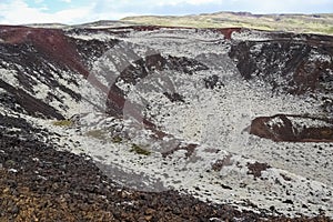 View of the lava fields of a past volcanic eruption in Iceland