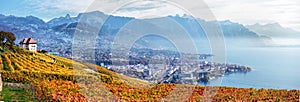 View on Lavaux region by autumn day, Vaud, Switzerland