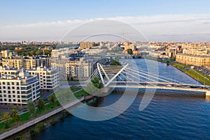 View of Lazarevsky Bridge and Malaya Nevka in St. Petersburg