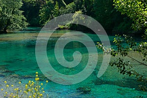 View of Le Mole di Narni, a beautiful natural pool in the river Nera, Umbria region, Italy