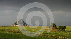 View of le mont saint michel castle of france