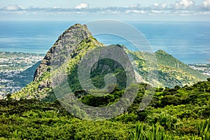 View from Le Pouce mountain in central Mauritius