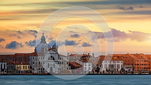 View of Le Zitelle Santa Maria della Presentazione church on Giudecca island in Venice, Italy