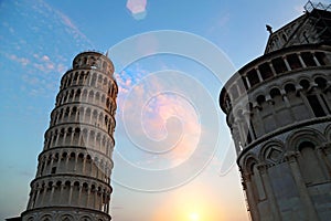 View of leaning tower of Pisa, Italy