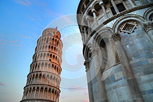 View of leaning tower of Pisa, Italy